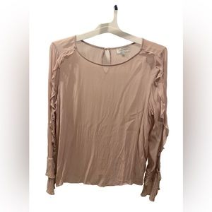 Lucky Brand sheer pink long sleeve blouse